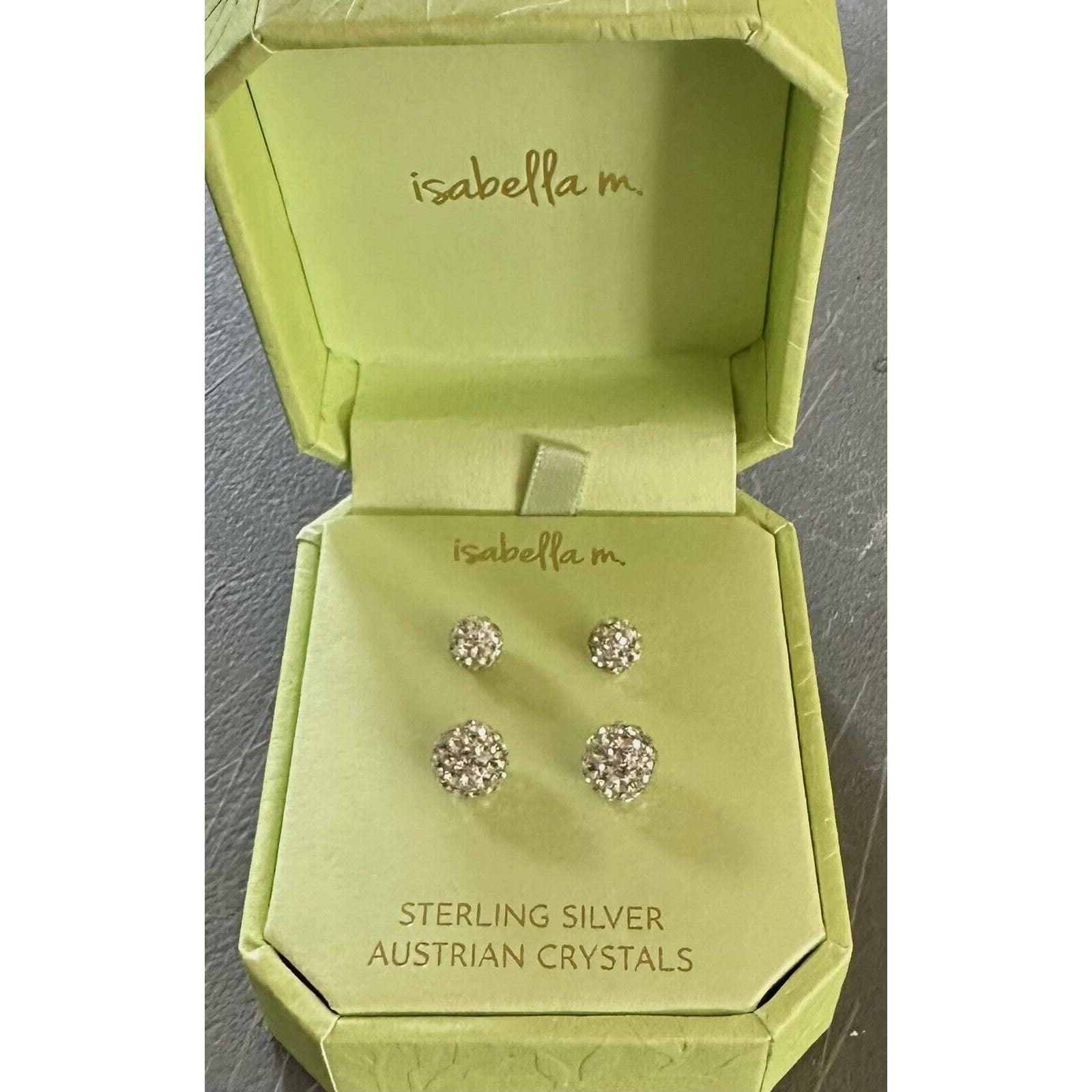 Isabella M. Sterling Silver Stud Earrings Austrian Crystals